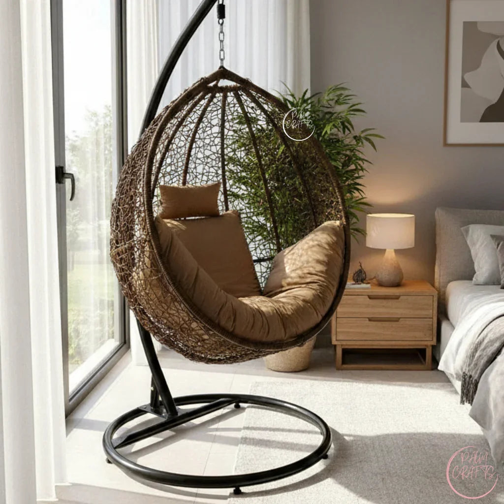 Fauteuil Suspendu Œuf avec Support – Chaise Cocoon Confortable pour Intérieur et Extérieur