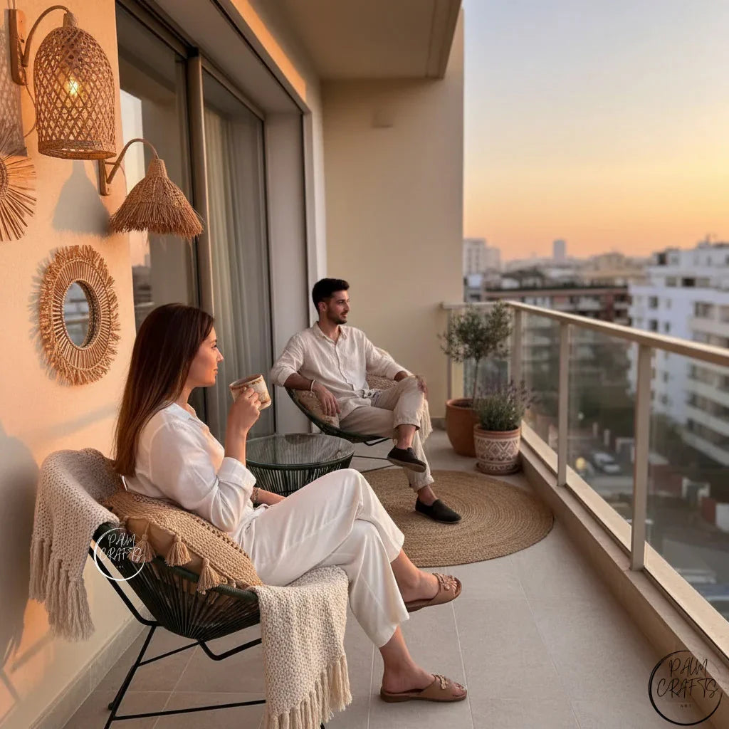 Ensemble de balcon élégant – Deux chaises en métal avec table ronde
